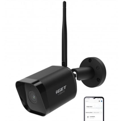 Älykäs ulkokamera Full HD 1080p -anturin kanssa, 12 V, IP65, Wi‑Fi, Tuya, musta