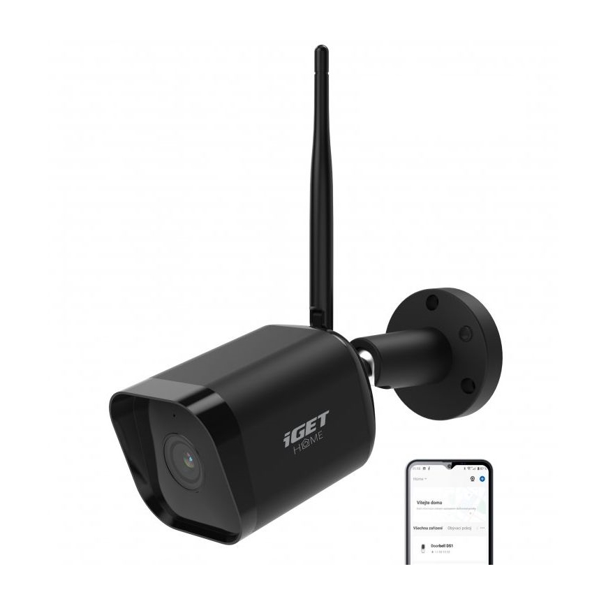 Älykäs ulkokamera Full HD 1080p -anturin kanssa, 12 V, IP65, Wi‑Fi, Tuya, musta