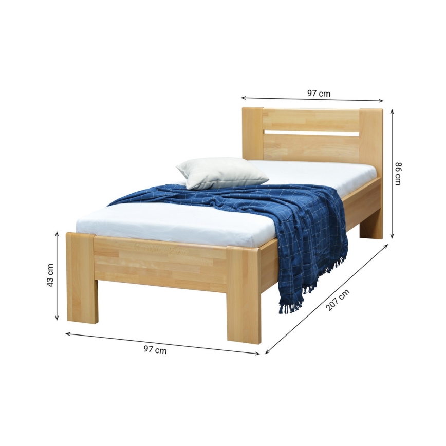 AMBER massiivipuinen yhden hengen sänky 90x200 cm pyökki