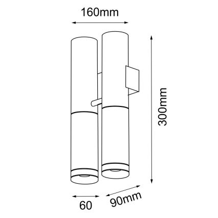 Amplex - Seinävalo 2xGU10/15W/230V musta
