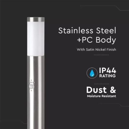 Anturilla varustettu ulkovalaisin 1xE27 / 60W / 230V IP44 110cm mattakromi