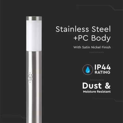 Anturilla varustettu ulkovalaisin 1xE27 / 60W / 230V IP44 80cm mattakromi