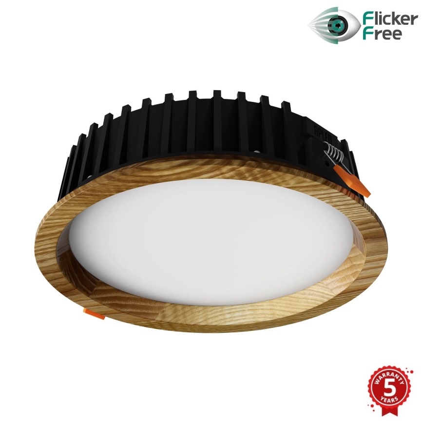 APLED - LED upotettava valo RONDO WOODLINE LED/6W/230V 3000K halkaisija 15 cm tuhka massiivipuu