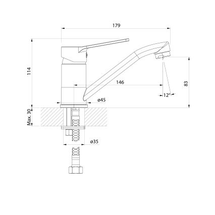 Aqualine - Altaan hana Pyöreä suihkuteline ulostulolla SINTRA kiiltävä kromi