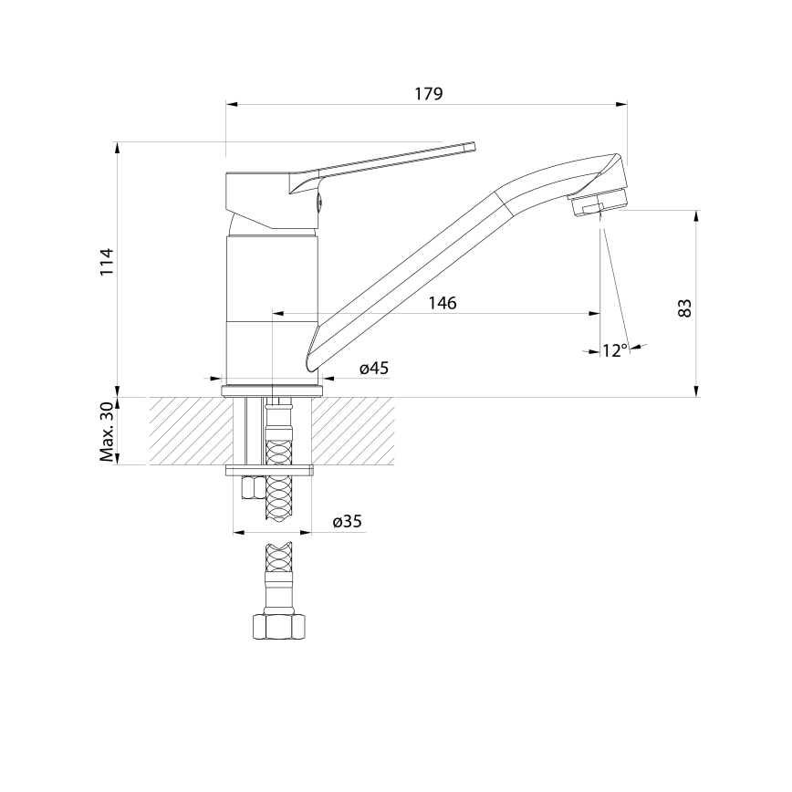 Aqualine - Altaan hana Pyöreä suihkuteline ulostulolla SINTRA kiiltävä kromi