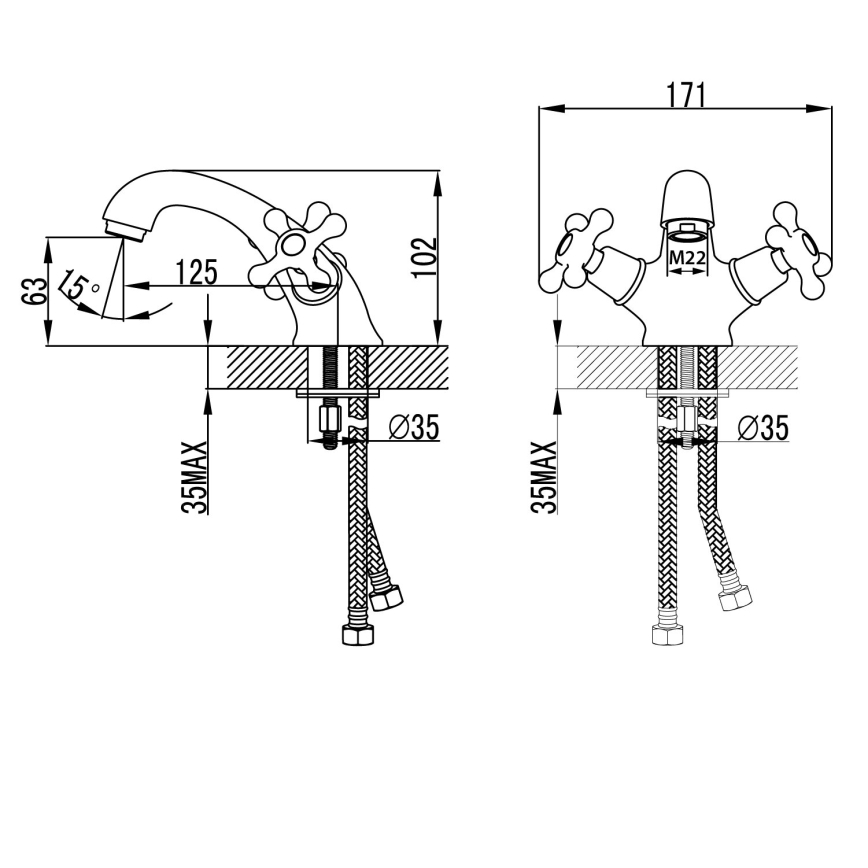 Aqualine - Altaan hana VICTORIA kiiltävä kromi