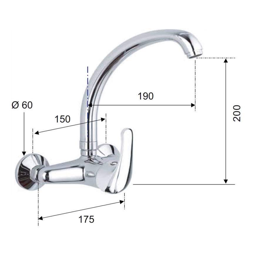 Aqualine - Keittiöhana KASIOPEA 20 cm kiiltävä kromi