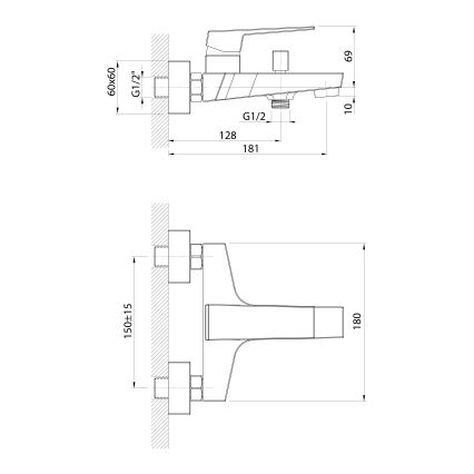 Aqualine - Kylpyhana RITMO kiiltävä kromi