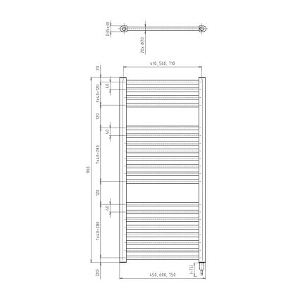 Aqualine - Kylpyhuoneen sähköinen pyyhekuivain DIRECT-E 300W 96x45 cm valkoinen