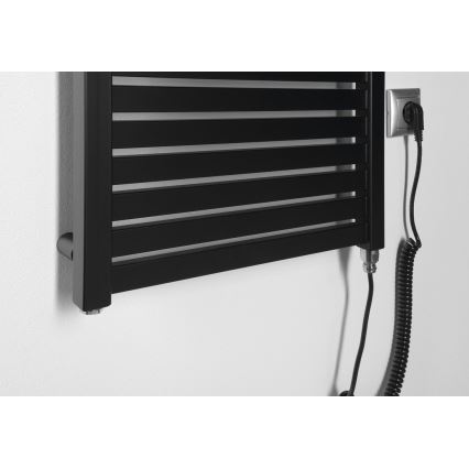 Aqualine - Kylpyhuoneen sähköinen pyyhekuivain TONDI-E 300 W 97 x 45 cm mattamusta
