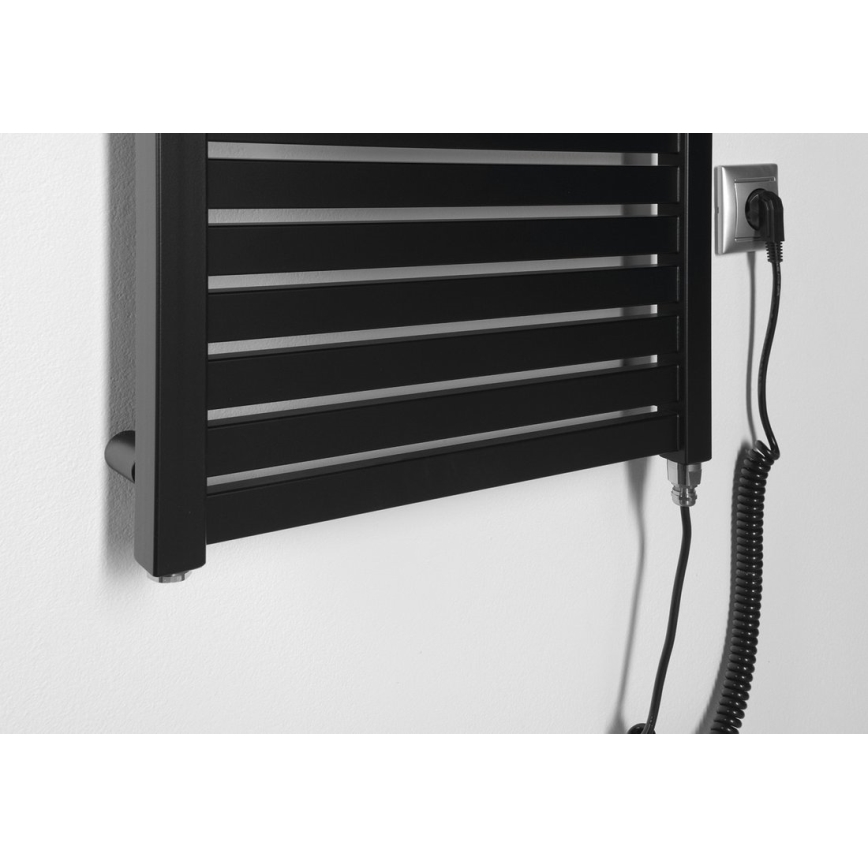 Aqualine - Kylpyhuoneen sähköinen pyyhekuivain TONDI-E 300 W 97 x 45 cm mattamusta