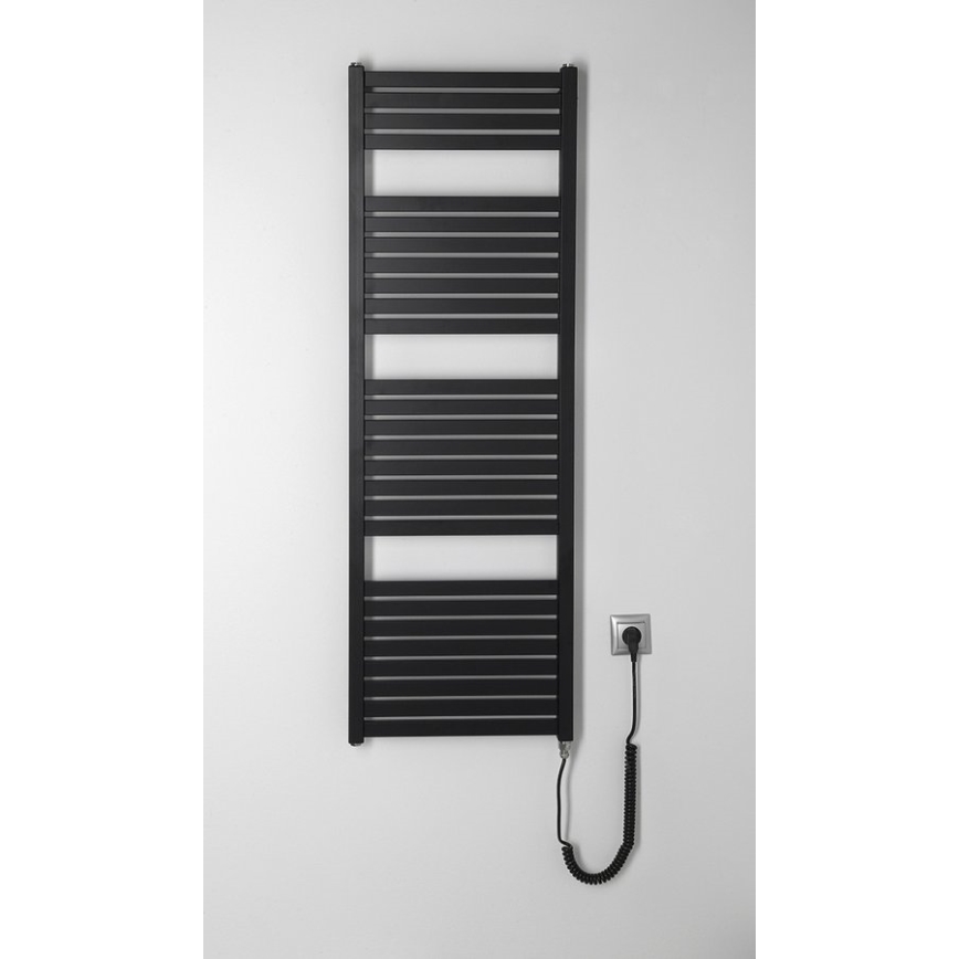 Aqualine - Kylpyhuoneen sähköinen pyyhekuivain TONDI-E 500W 133x45 cm mattamusta