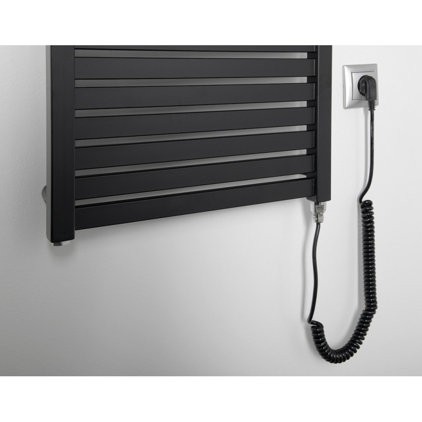 Aqualine - Kylpyhuoneen sähköinen pyyhekuivain TONDI-E 500W 133x45 cm mattamusta