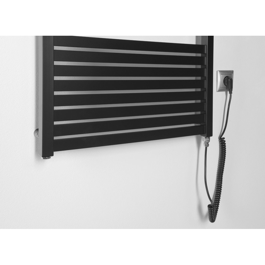 Aqualine - Kylpyhuoneen sähköinen pyyhekuivain TONDI-E 600 W 133x60 cm mattamusta
