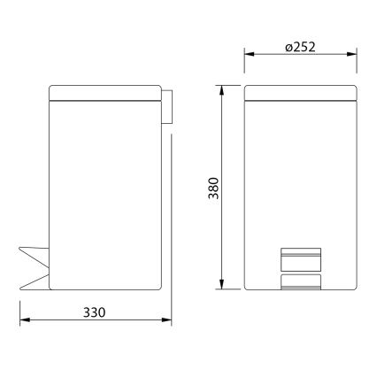 Aqualine - Roska-astia SIMPLE LINE 12 l kiillotettu ruostumaton