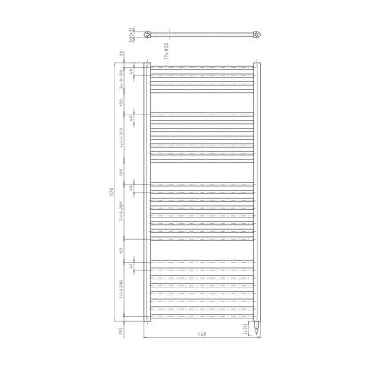 Aqualine - Sähköinen kylpyhuonepatteri DIRECT-E 400W 132x45 cm mattamusta