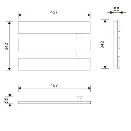 Aqualine - Sähköinen pyyhekuivain ELVIS 50W/230V 34,2 cm valkoinen oikea