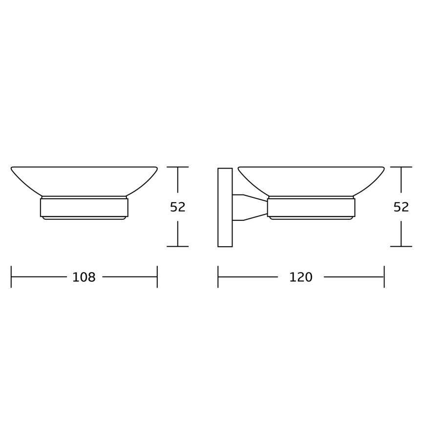 Aqualine - Seinään kiinnitettävä saippuakuppi SAMBA maitomainen lasi/kiiltävä kromi