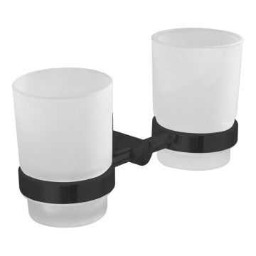 Aqualine - Seinälle kiinnitettävä hammasharjan pidike SAMBA maitomainen lasi/matta musta