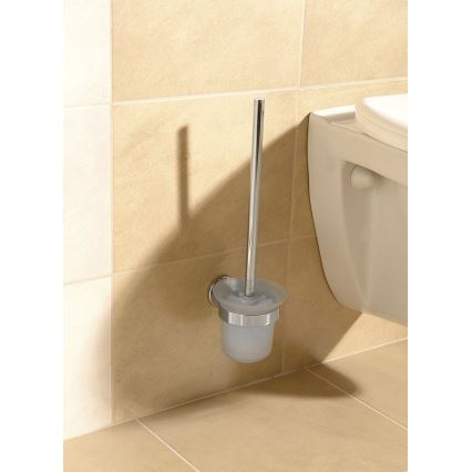 Aqualine - Seinälle kiinnitettävä wc-harja SAMBA maitomainen lasi/kiiltävä kromi