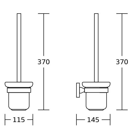 Aqualine - Seinälle kiinnitettävä wc-harja SAMBA maitomainen lasi/kiiltävä kromi