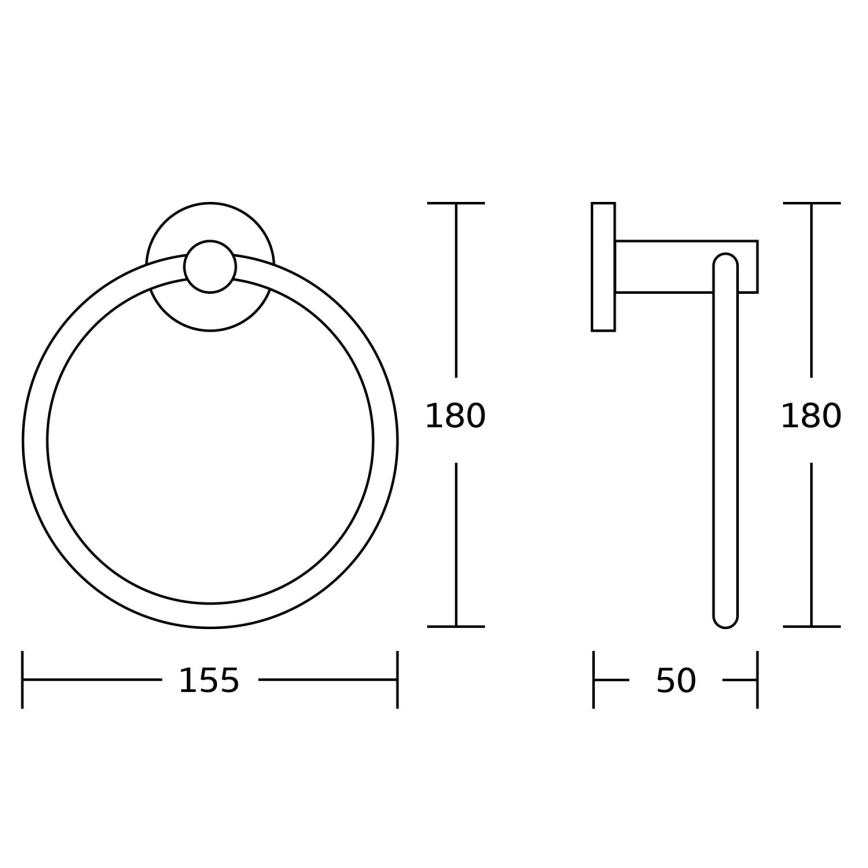 Aqualine - Seinäpyyhepidike SAMBA halkaisija 15,5 cm musta