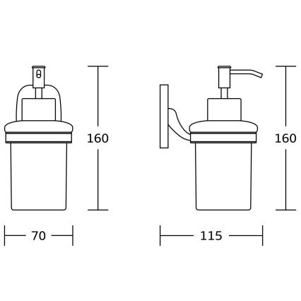 Aqualine - Seinäsaippuanannostelija RUMBA 160 mm maitomainen lasi/kiiltävä kromi