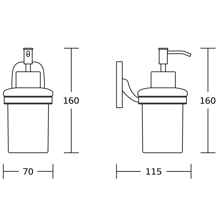 Aqualine - Seinäsaippuanannostelija RUMBA 160 mm maitomainen lasi/kiiltävä kromi