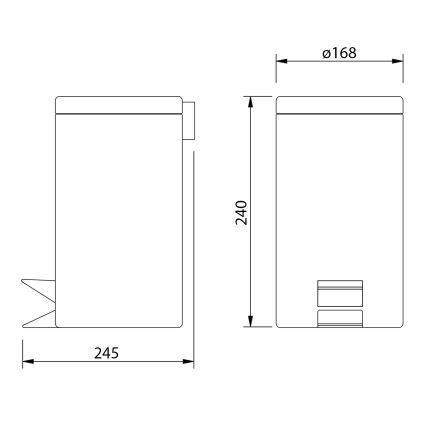 Aqualine - Roskakori SIMPLE LINE 3 l mattavalkoinen