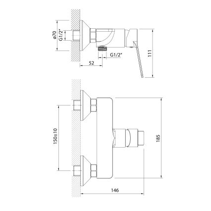 Aqualine - Suihkuhana SINTRA kiiltävä kromi
