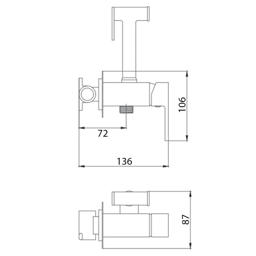 Aqualine - Suihkulla varustettu bideehana piiloasennukseen kiiltävä kromi