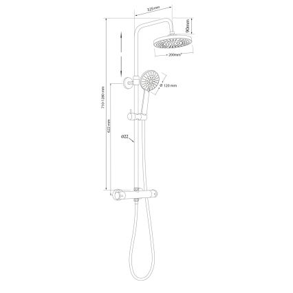 Aqualine - Suihkusetti termostaattihanalla LIGA kiiltävä kromi
