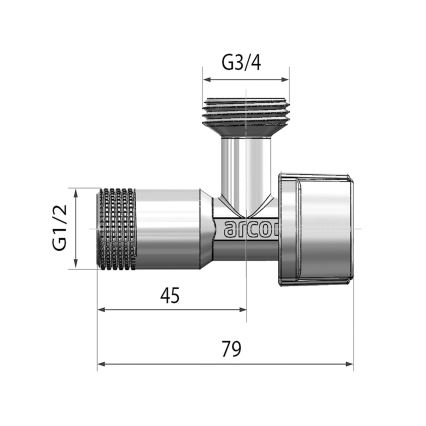 Arco - Pesukoneventtiili, kiiltävä kromipinta