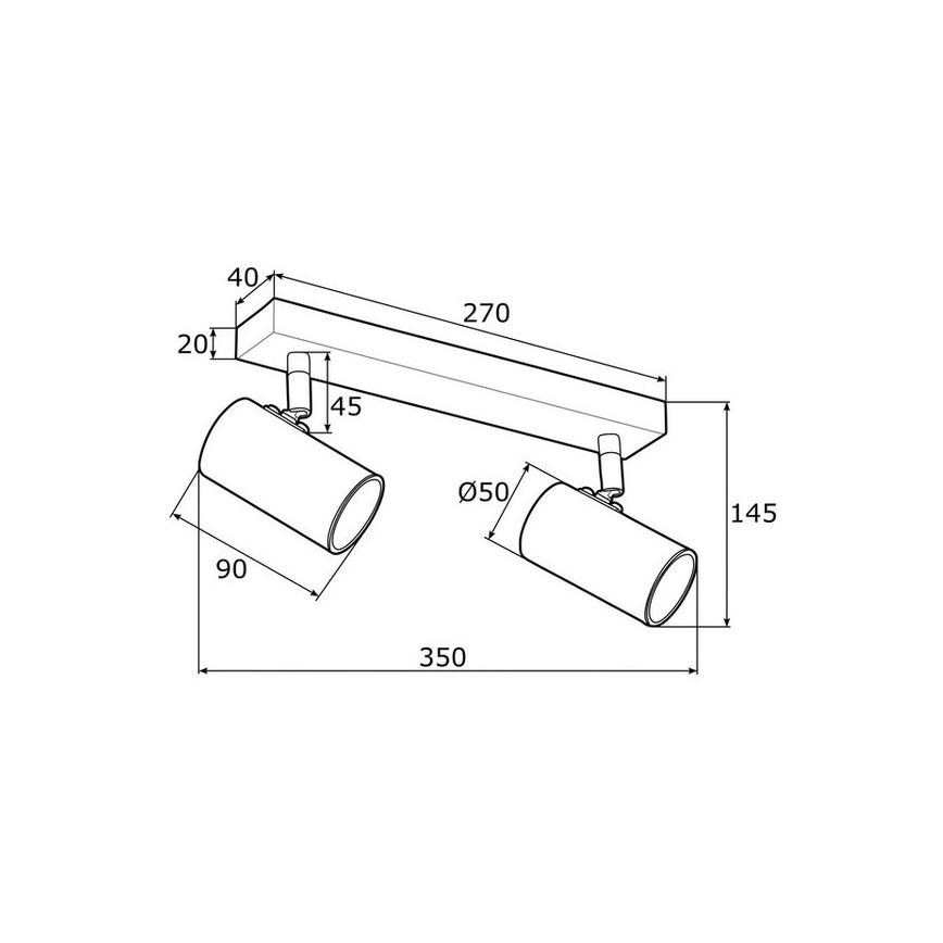 Argon 0889 - Kohdevalo LAGOS 2xGU10/5W/230V messinki/musta