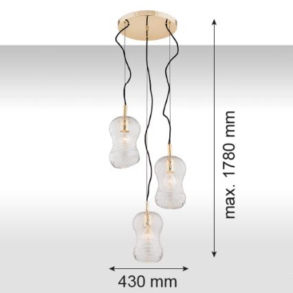 Argon 1464 - Kattokruunu narulla CADIZ 3xE27/15W/230V