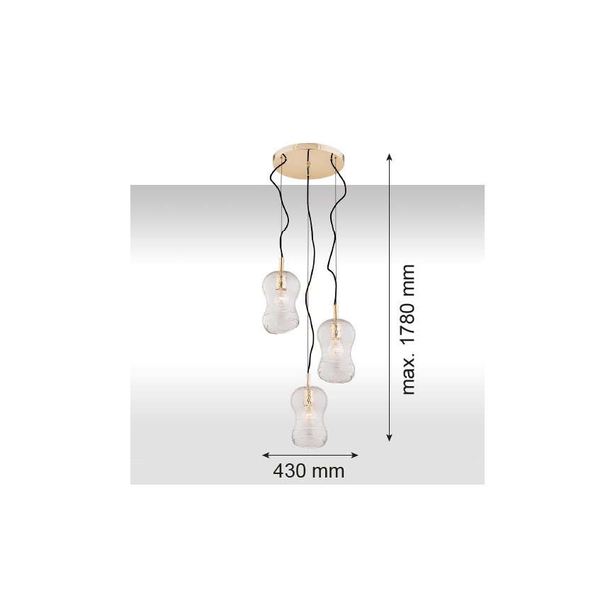 Argon 1464 - Kattokruunu narulla CADIZ 3xE27/15W/230V