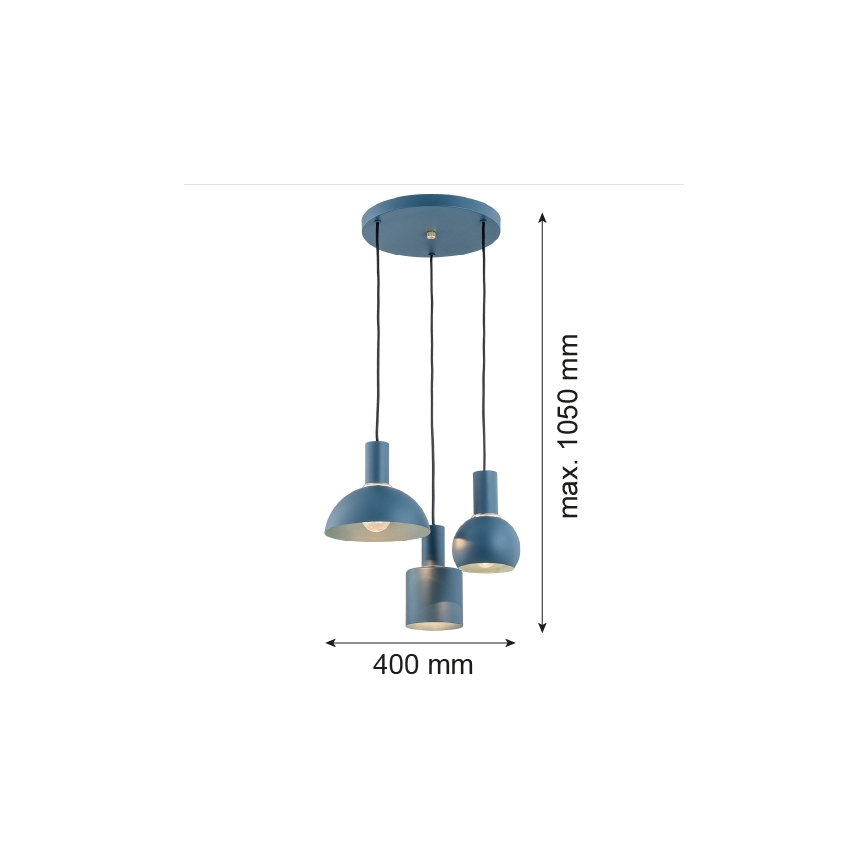Argon 1471 - Kattokruunu johdossa SINES 3xE27/15W/230V sininen