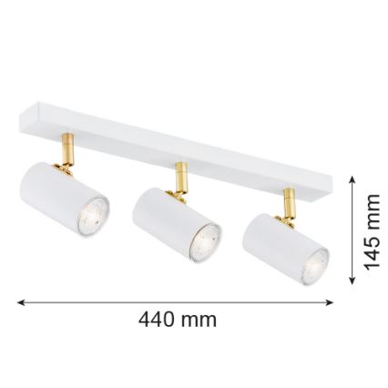 Argon 1475 - Kohdevalo LAGOS 3xGU10/5W/230V valkoinen/kultainen