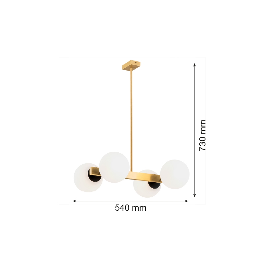 Argon 1767 - Kattovalaisin FREEMONT 4xE27/15W/230V kulta/valkoinen/musta