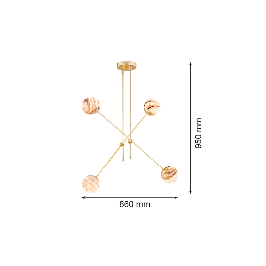 Argon 1840 - Riippukattokruunu ABSOS 4xE14/7W/230V alabasteri kulta