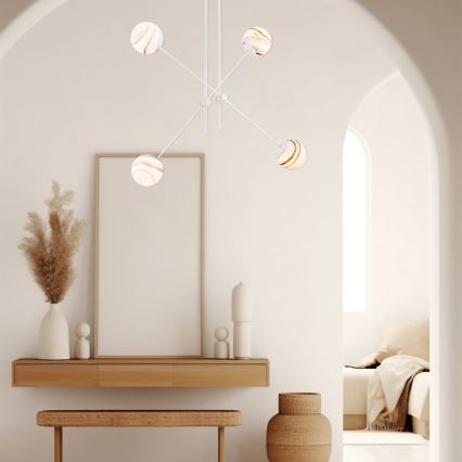 Argon 1841 - Riippukattokruunu ABSOS 4xE14/7W/230V alabasteri valkoinen