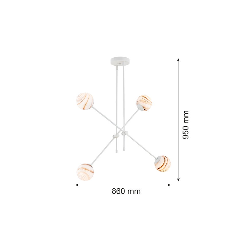 Argon 1841 - Riippukattokruunu ABSOS 4xE14/7W/230V alabasteri valkoinen