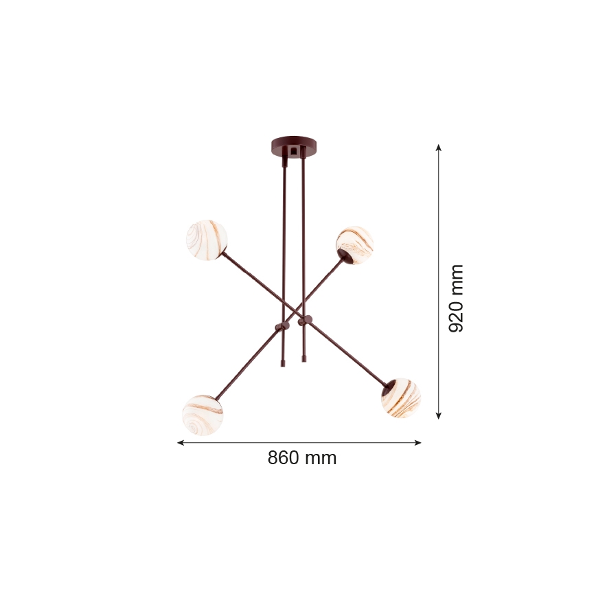 Argon 1842 - Riippukattokruunu ABSOS 4xE14/7W/230V alabasteri ruskea
