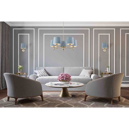 Argon 2105 - Kattokruunu tangossa PONTE 5xE27/15W/230V messinki/beige