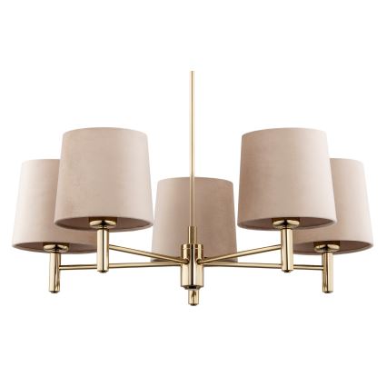 Argon 2105 - Kattokruunu tangossa PONTE 5xE27/15W/230V messinki/beige