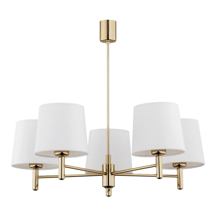 Argon 2106 - Kattokruunu tangossa PONTE 5xE27/15W/230V messinki/kermainen