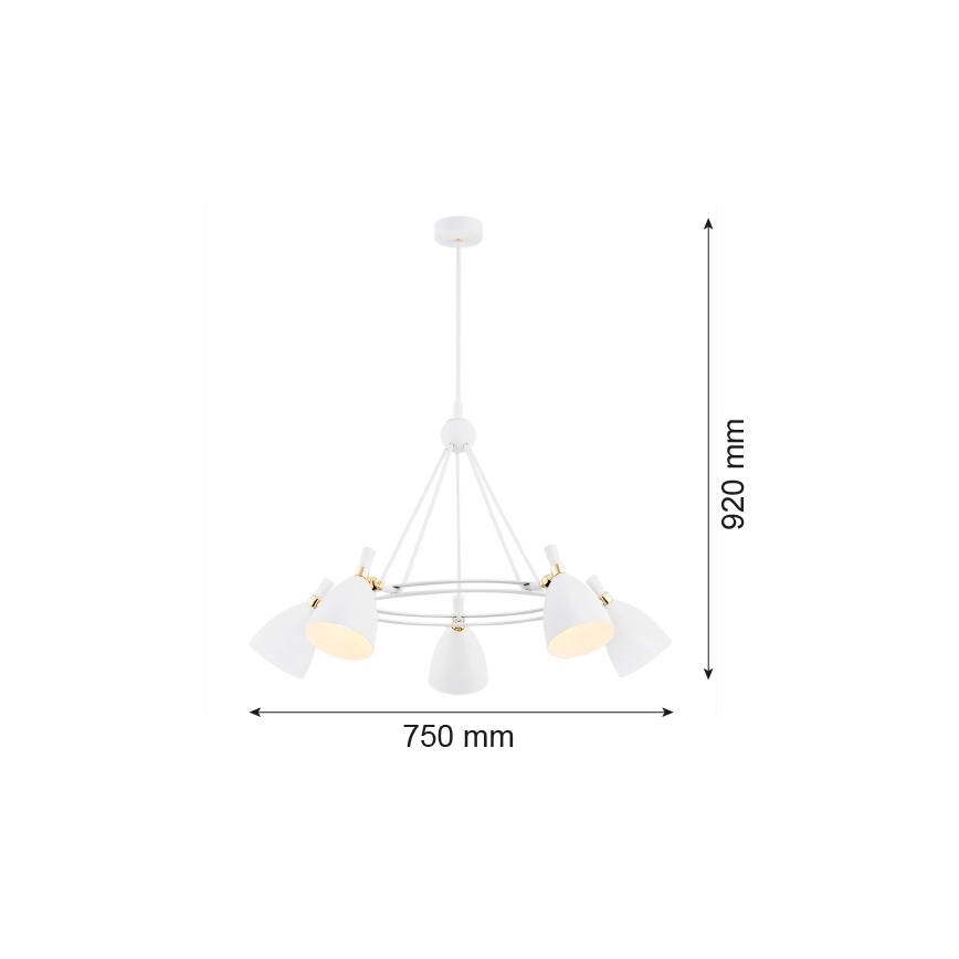 Argon 2117 - Kattovalaisin CHARLOTTE 5xE27/15W/230V valkoinen/kulta