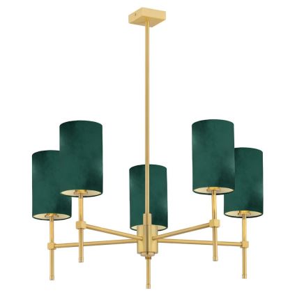 Argon 2147 - Kattokruunu ABRUZZO 5xE14/7W/230V messinki/vihreä