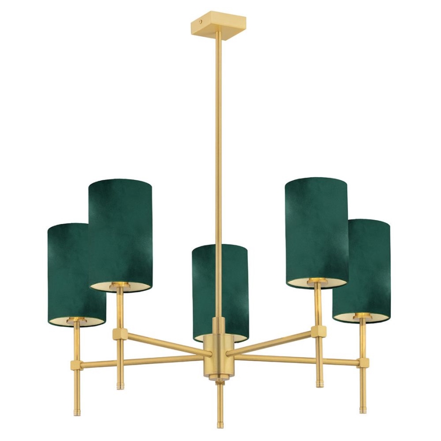 Argon 2147 - Kattokruunu ABRUZZO 5xE14/7W/230V messinki/vihreä