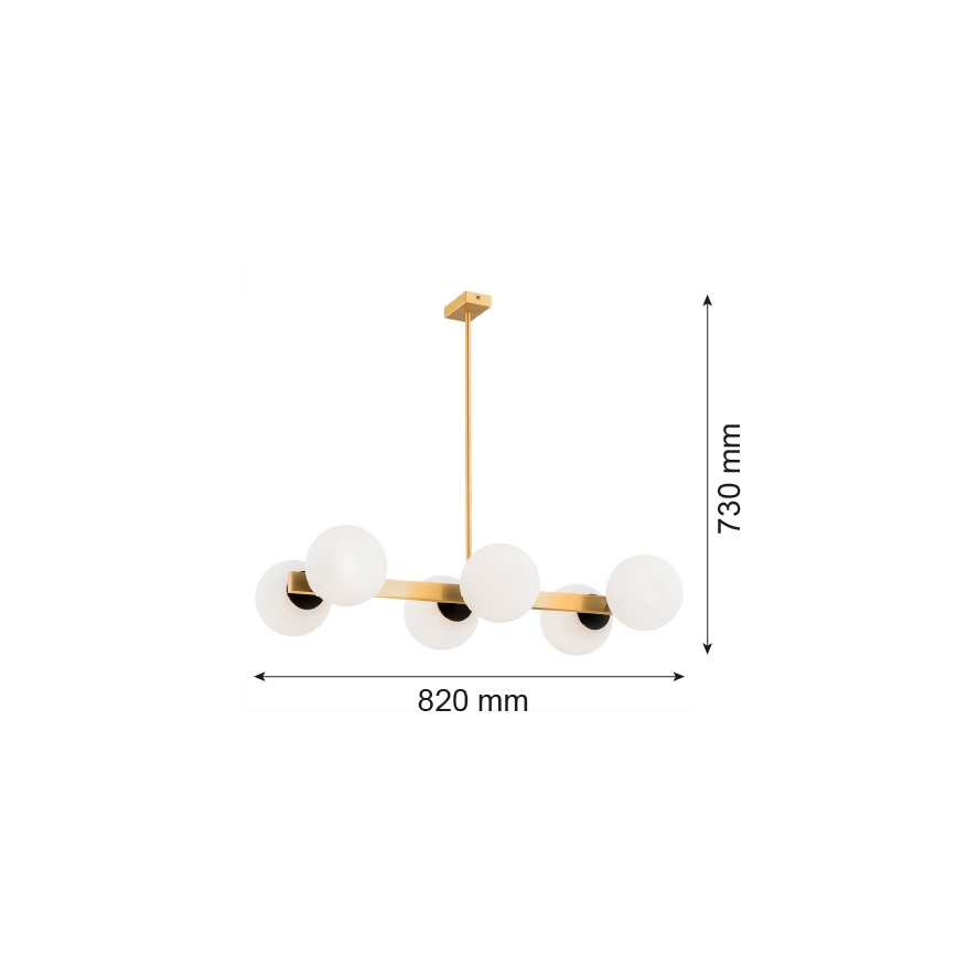 Argon 2549 - Kattovalaisin FREEMONT 6xE27/15W/230V kulta/valkoinen/musta
